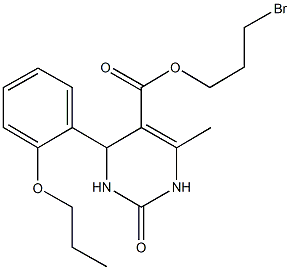 3-bromopropyl 6-methyl-2-oxo-4-[2-(propyloxy)phenyl]-1,2,3,4-tetrahydropyrimidine-5-carboxylate Struktur