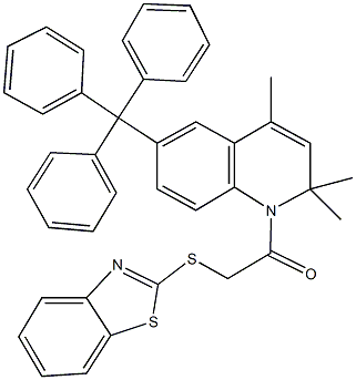 1-[(1,3-benzothiazol-2-ylsulfanyl)acetyl]-2,2,4-trimethyl-6-trityl-1,2-dihydroquinoline Struktur