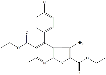 diethyl 3-amino-4-(4-chlorophenyl)-6-methylthieno[2,3-b]pyridine-2,5-dicarboxylate Struktur