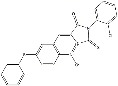 3-(2-chlorophenyl)-5-[2-nitro-5-(phenylsulfanyl)benzylidene]-2-thioxo-1,3-thiazolidin-4-one Struktur