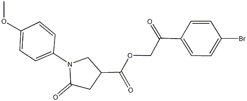 2-(4-bromophenyl)-2-oxoethyl 1-(4-methoxyphenyl)-5-oxo-3-pyrrolidinecarboxylate Struktur