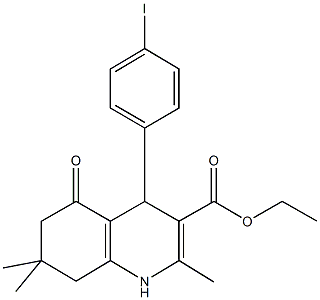 ethyl 4-(4-iodophenyl)-2,7,7-trimethyl-5-oxo-1,4,5,6,7,8-hexahydroquinoline-3-carboxylate Struktur