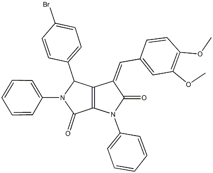 4-(4-bromophenyl)-3-(3,4-dimethoxybenzylidene)-1,5-diphenyl-1,3,4,5-tetrahydropyrrolo[3,4-b]pyrrole-2,6-dione Struktur