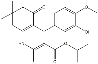 isopropyl 4-(3-hydroxy-4-methoxyphenyl)-2,7,7-trimethyl-5-oxo-1,4,5,6,7,8-hexahydro-3-quinolinecarboxylate Struktur