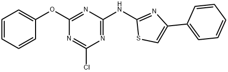 4-chloro-6-phenoxy-N-(4-phenyl-1,3-thiazol-2-yl)-1,3,5-triazin-2-amine Struktur