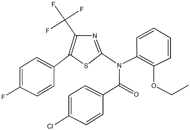 4-chloro-N-(2-ethoxyphenyl)-N-[5-(4-fluorophenyl)-4-(trifluoromethyl)-1,3-thiazol-2-yl]benzamide Struktur