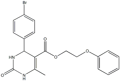 2-(phenyloxy)ethyl 4-(4-bromophenyl)-6-methyl-2-oxo-1,2,3,4-tetrahydropyrimidine-5-carboxylate Struktur