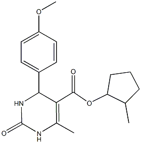 2-methylcyclopentyl 4-(4-methoxyphenyl)-6-methyl-2-oxo-1,2,3,4-tetrahydro-5-pyrimidinecarboxylate Struktur