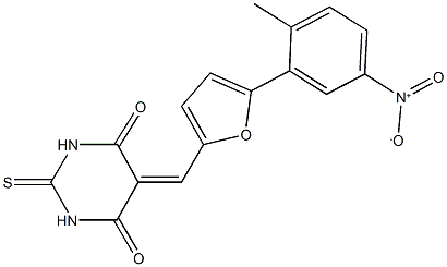 5-[(5-{5-nitro-2-methylphenyl}-2-furyl)methylene]-2-thioxodihydro-4,6(1H,5H)-pyrimidinedione Struktur