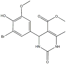 methyl 4-(3-bromo-4-hydroxy-5-methoxyphenyl)-6-methyl-2-oxo-1,2,3,4-tetrahydro-5-pyrimidinecarboxylate Struktur