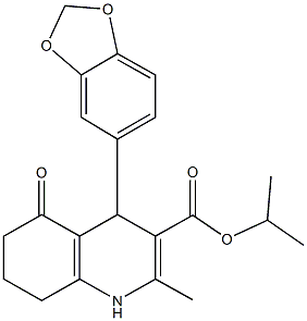 isopropyl 4-(1,3-benzodioxol-5-yl)-2-methyl-5-oxo-1,4,5,6,7,8-hexahydro-3-quinolinecarboxylate Struktur