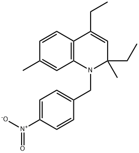 2,4-diethyl-1-{4-nitrobenzyl}-2,7-dimethyl-1,2-dihydroquinoline Struktur