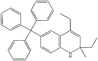 2,4-diethyl-2-methyl-6-trityl-1,2-dihydroquinoline Struktur