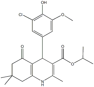 1-methylethyl 4-[3-chloro-4-hydroxy-5-(methyloxy)phenyl]-2,7,7-trimethyl-5-oxo-1,4,5,6,7,8-hexahydroquinoline-3-carboxylate Struktur