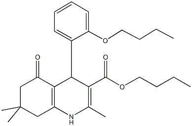 butyl 4-[2-(butyloxy)phenyl]-2,7,7-trimethyl-5-oxo-1,4,5,6,7,8-hexahydroquinoline-3-carboxylate Struktur