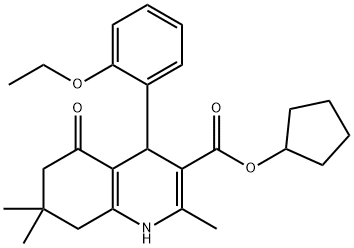 cyclopentyl 4-(2-ethoxyphenyl)-2,7,7-trimethyl-5-oxo-1,4,5,6,7,8-hexahydroquinoline-3-carboxylate Struktur