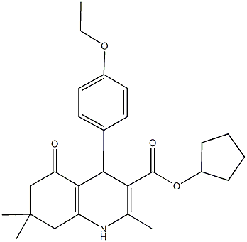 cyclopentyl 4-[4-(ethyloxy)phenyl]-2,7,7-trimethyl-5-oxo-1,4,5,6,7,8-hexahydroquinoline-3-carboxylate Struktur