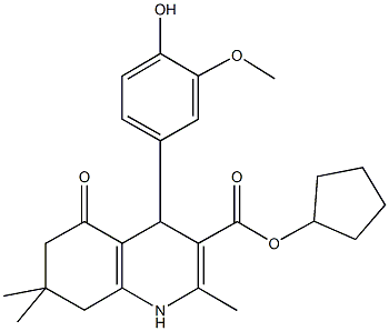 cyclopentyl 4-(4-hydroxy-3-methoxyphenyl)-2,7,7-trimethyl-5-oxo-1,4,5,6,7,8-hexahydro-3-quinolinecarboxylate Struktur