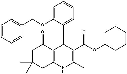 cyclohexyl 4-[2-(benzyloxy)phenyl]-2,7,7-trimethyl-5-oxo-1,4,5,6,7,8-hexahydro-3-quinolinecarboxylate Struktur