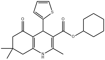 cyclohexyl 2,7,7-trimethyl-5-oxo-4-(2-thienyl)-1,4,5,6,7,8-hexahydro-3-quinolinecarboxylate Struktur