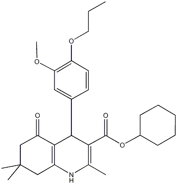 cyclohexyl 2,7,7-trimethyl-4-[3-(methyloxy)-4-(propyloxy)phenyl]-5-oxo-1,4,5,6,7,8-hexahydroquinoline-3-carboxylate Struktur