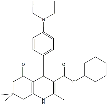 cyclohexyl 4-[4-(diethylamino)phenyl]-2,7,7-trimethyl-5-oxo-1,4,5,6,7,8-hexahydro-3-quinolinecarboxylate Struktur