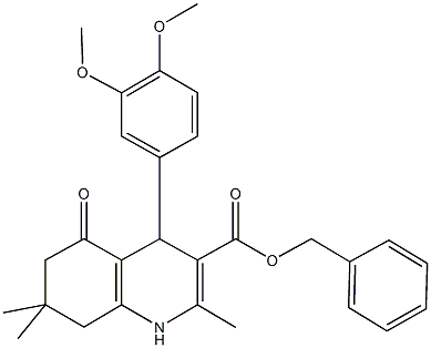 benzyl 4-(3,4-dimethoxyphenyl)-2,7,7-trimethyl-5-oxo-1,4,5,6,7,8-hexahydro-3-quinolinecarboxylate Struktur