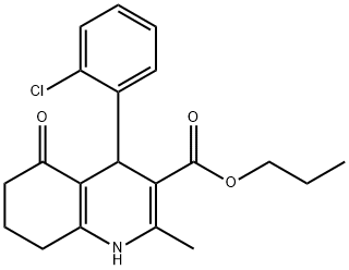 propyl 4-(2-chlorophenyl)-2-methyl-5-oxo-1,4,5,6,7,8-hexahydro-3-quinolinecarboxylate Struktur