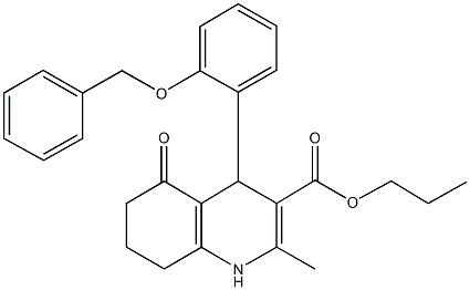 propyl 4-[2-(benzyloxy)phenyl]-2-methyl-5-oxo-1,4,5,6,7,8-hexahydro-3-quinolinecarboxylate Struktur