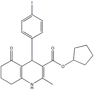 cyclopentyl 4-(4-iodophenyl)-2-methyl-5-oxo-1,4,5,6,7,8-hexahydro-3-quinolinecarboxylate Struktur