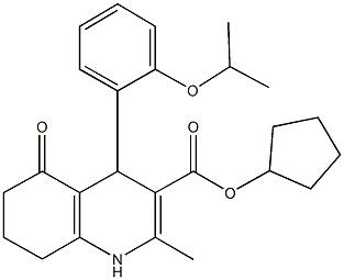 cyclopentyl 2-methyl-4-{2-[(1-methylethyl)oxy]phenyl}-5-oxo-1,4,5,6,7,8-hexahydroquinoline-3-carboxylate Struktur