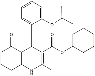 cyclohexyl 4-(2-isopropoxyphenyl)-2-methyl-5-oxo-1,4,5,6,7,8-hexahydro-3-quinolinecarboxylate Struktur