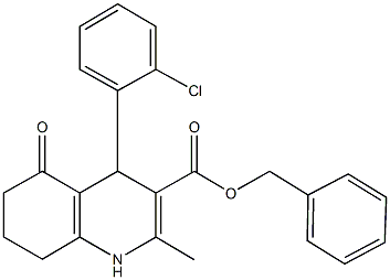 benzyl 4-(2-chlorophenyl)-2-methyl-5-oxo-1,4,5,6,7,8-hexahydro-3-quinolinecarboxylate Struktur