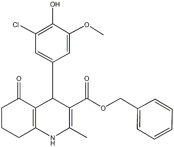 benzyl 4-(3-chloro-4-hydroxy-5-methoxyphenyl)-2-methyl-5-oxo-1,4,5,6,7,8-hexahydro-3-quinolinecarboxylate Struktur