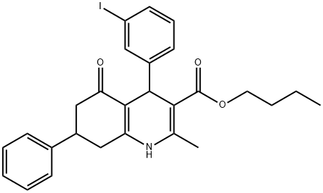 butyl 4-(3-iodophenyl)-2-methyl-5-oxo-7-phenyl-1,4,5,6,7,8-hexahydro-3-quinolinecarboxylate Struktur