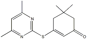 3-[(4,6-dimethyl-2-pyrimidinyl)sulfanyl]-5,5-dimethyl-2-cyclohexen-1-one Struktur