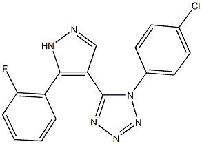 1-(4-chlorophenyl)-5-[5-(2-fluorophenyl)-1H-pyrazol-4-yl]-1H-tetraazole Struktur