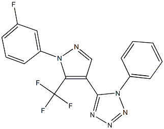 5-[1-(3-fluorophenyl)-5-(trifluoromethyl)-1H-pyrazol-4-yl]-1-phenyl-1H-tetraazole Struktur