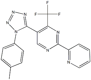 5-[1-(4-methylphenyl)-1H-tetraazol-5-yl]-2-(2-pyridinyl)-4-(trifluoromethyl)pyrimidine Struktur