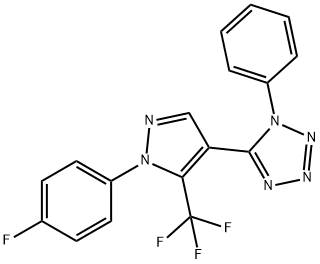 5-[1-(4-fluorophenyl)-5-(trifluoromethyl)-1H-pyrazol-4-yl]-1-phenyl-1H-tetraazole Struktur