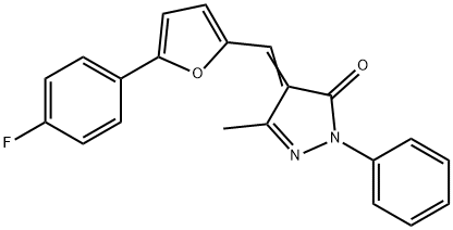 4-{[5-(4-fluorophenyl)-2-furyl]methylene}-5-methyl-2-phenyl-2,4-dihydro-3H-pyrazol-3-one Struktur