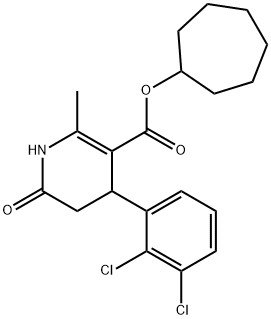 cycloheptyl 4-(2,3-dichlorophenyl)-2-methyl-6-oxo-1,4,5,6-tetrahydro-3-pyridinecarboxylate Struktur