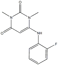 6-(2-fluoroanilino)-1,3-dimethyl-2,4(1H,3H)-pyrimidinedione Struktur