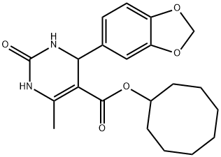 cyclooctyl 4-(1,3-benzodioxol-5-yl)-6-methyl-2-oxo-1,2,3,4-tetrahydropyrimidine-5-carboxylate Struktur