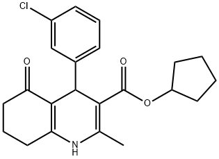 cyclopentyl 4-(3-chlorophenyl)-2-methyl-5-oxo-1,4,5,6,7,8-hexahydroquinoline-3-carboxylate Struktur