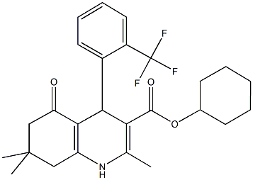 cyclohexyl 2,7,7-trimethyl-5-oxo-4-[2-(trifluoromethyl)phenyl]-1,4,5,6,7,8-hexahydro-3-quinolinecarboxylate Struktur