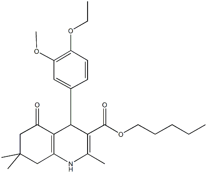 pentyl 4-(4-ethoxy-3-methoxyphenyl)-2,7,7-trimethyl-5-oxo-1,4,5,6,7,8-hexahydro-3-quinolinecarboxylate Struktur