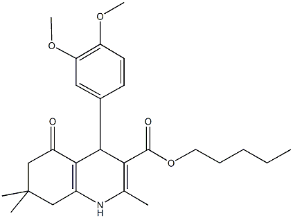 pentyl 4-[3,4-bis(methyloxy)phenyl]-2,7,7-trimethyl-5-oxo-1,4,5,6,7,8-hexahydroquinoline-3-carboxylate Struktur