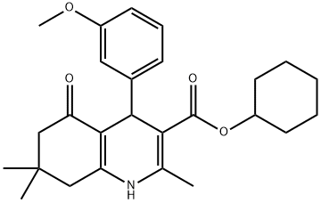 cyclohexyl 4-(3-methoxyphenyl)-2,7,7-trimethyl-5-oxo-1,4,5,6,7,8-hexahydro-3-quinolinecarboxylate Struktur