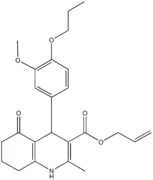 prop-2-enyl 2-methyl-4-[3-(methyloxy)-4-(propyloxy)phenyl]-5-oxo-1,4,5,6,7,8-hexahydroquinoline-3-carboxylate Struktur